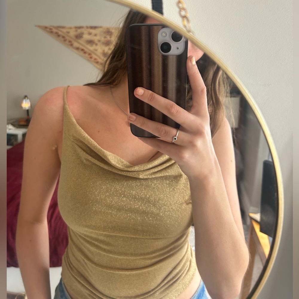 Gold Cowl Neck Tank